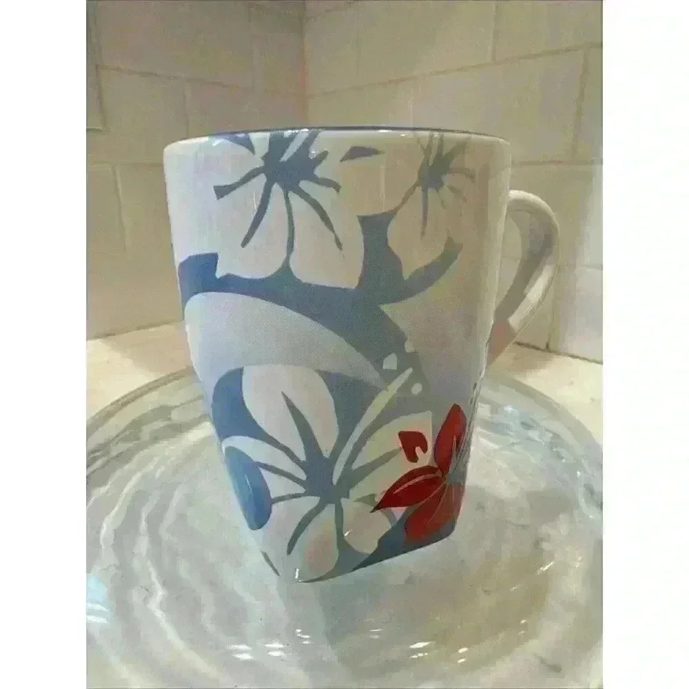 Disney IT'S A SHORE THING Mug Flower Floral Blue Hibiscus Coffee Tea